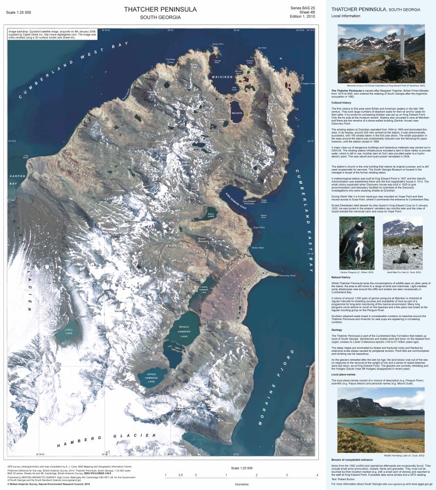 thumbnail for Thatcher Peninsula, South Georgia - satellite image map