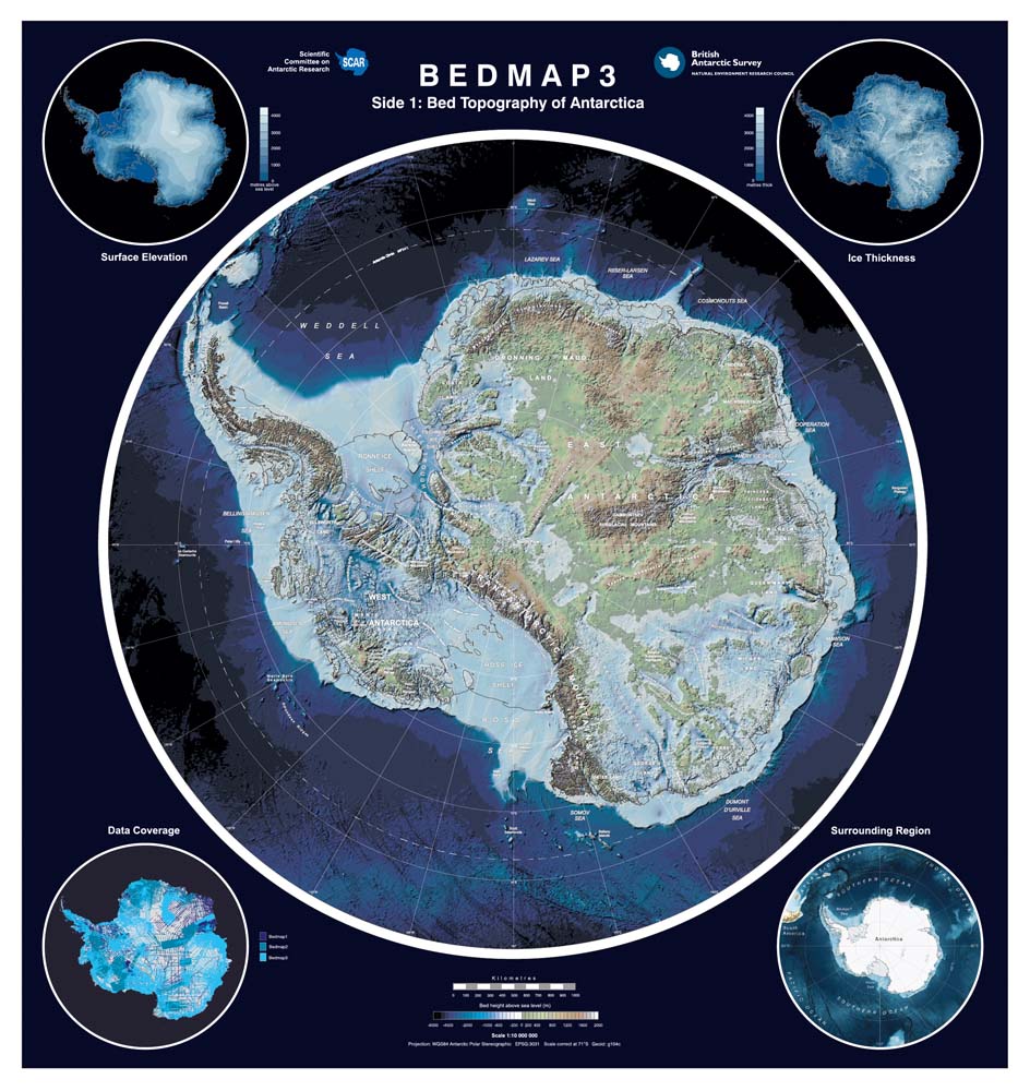 thumbnail for Bedmap3 - Bed topography of Antarctica - Side 1